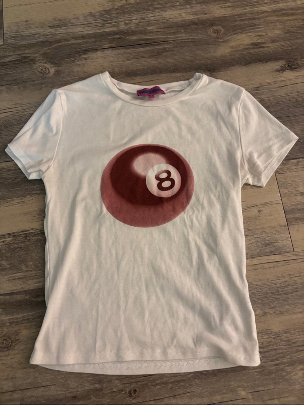 Edikted White Tee with Pink Logo Tag